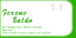 ferenc balko business card